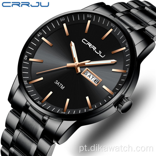 2021 CRRJU 2193 Moda Masculina Relógios de Marca de Luxo Esportivos à Prova D &#39;Água Calendário Masculino Relógios de Pulso de Quartzo
